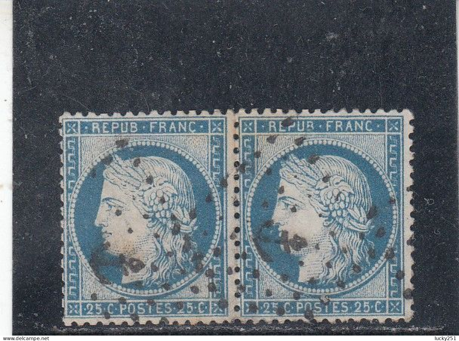 France - Année 1871/75 - N°YT 60C - Type Cérès - Paire - Oblitération Ancre - 25c Bleu - 1871-1875 Ceres