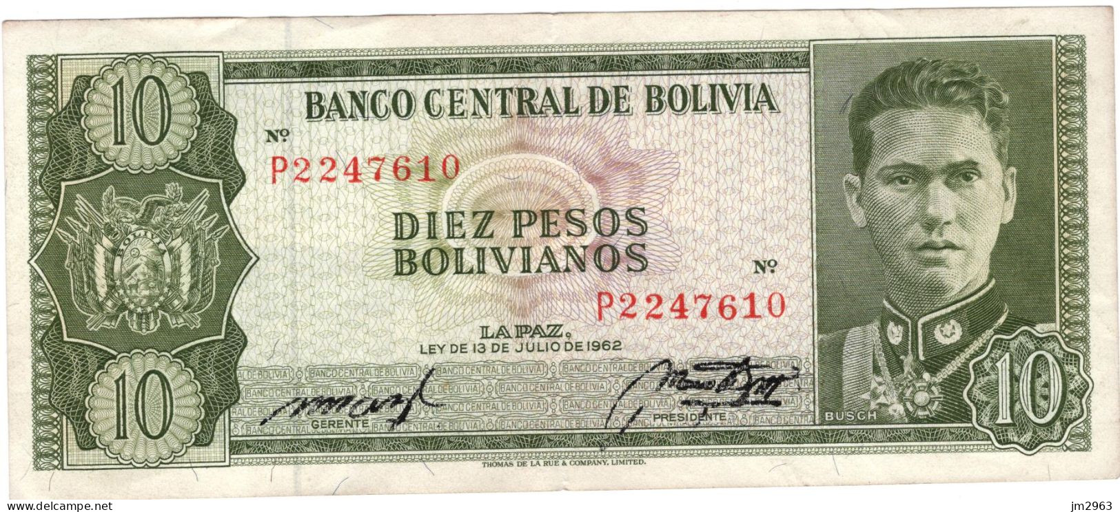BOLIVIE 10 PESOS F 13.07.1962 P2247610 - Bolivie