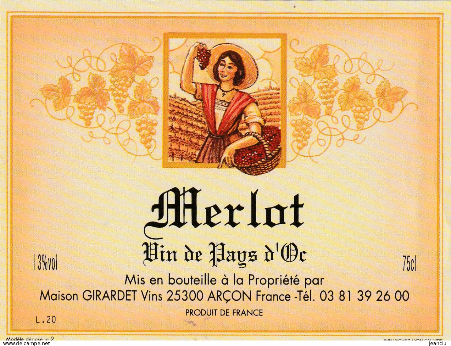 VIN DE PAYS D'OC  .  MERLOT - Vin De Pays D'Oc