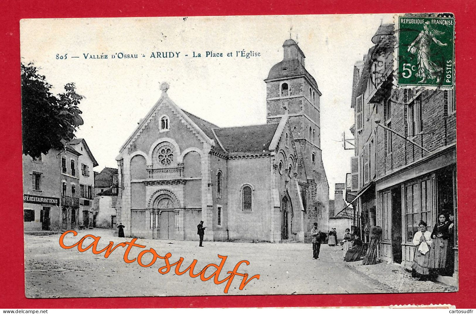 64  ARUDY - LA PLACE ET L'EGLISE - SUPERBE - Arudy