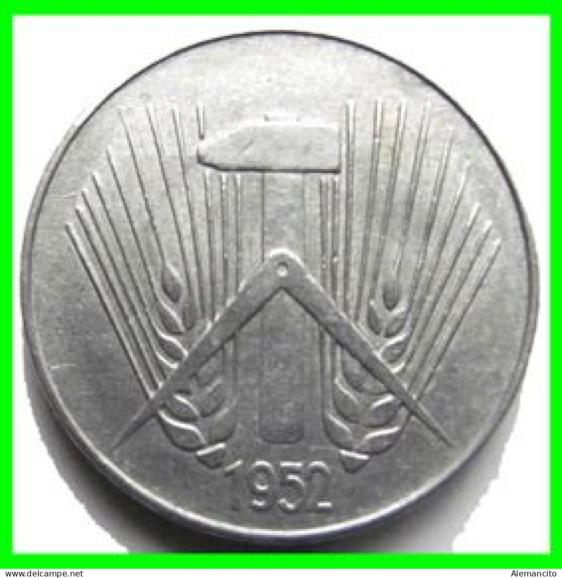 REPUBLICA DEMOCRATICA DE ALEMANIA ( DDR )  MONEDA DE 10 PFENNING AÑO - 1952 - CECA - E - MONEDA DE ALUMINIO CIRCULADA - 10 Pfennig