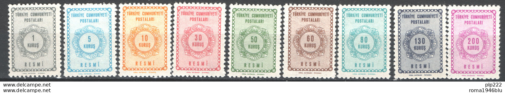 Turchia 1964 Segnatasse Unif.S87/95 **/MNH VF/F - Francobolli Di Servizio