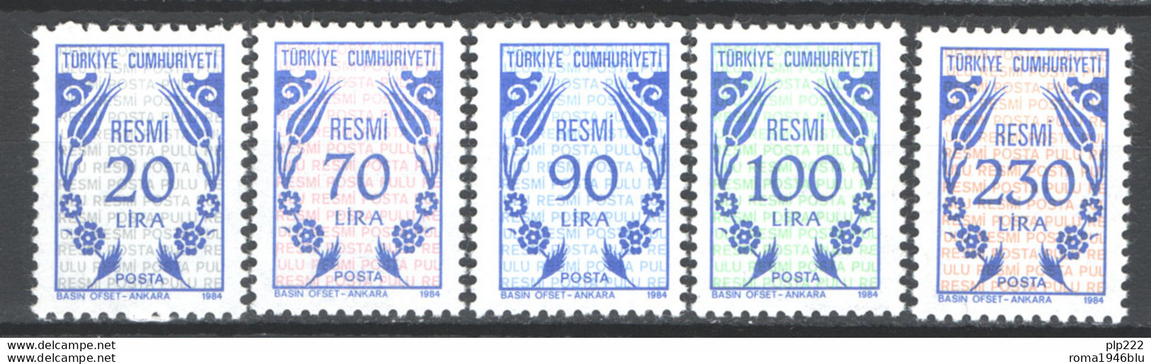 Turchia 1984 Segnatasse Unif.S171/75 **/MNH VF/F - Francobolli Di Servizio