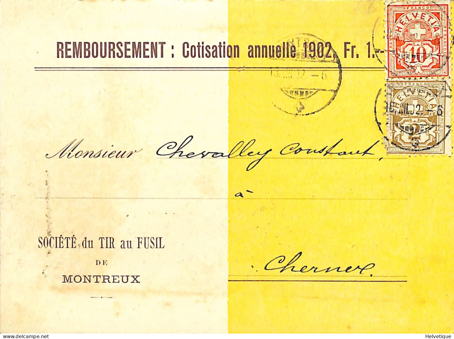 Facture Cotisation Société De Tir Au Fusil De Montreux 1902 Programme Détaillé De La Fête Annuelle - Suisse