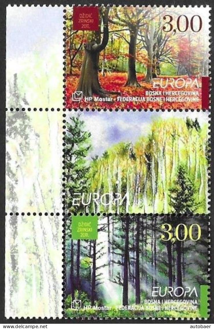 Bosna Bosnia Bosnien Croatian (Mostar) 2011 Europa Cept Mi.no. 311-12 Pair With Label MNH ** Postfrisch Neuf - 2011