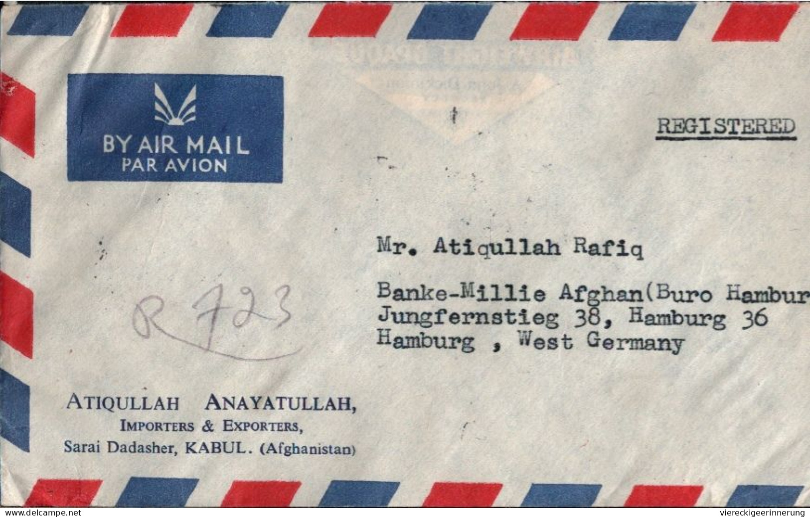 ! Luftpostbrief, Airmail Cover, Einschreiben Aus Kabul Afghanistan - Afghanistan