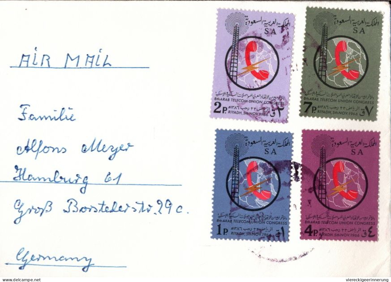 ! Cover, 1966 Aus Jeddah, Saudi Arabia, Telecom Congress Stamps - Arabie Saoudite