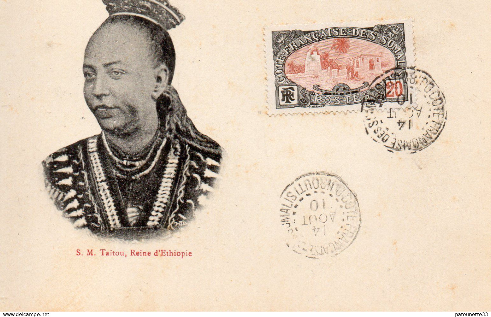 AFRIQUE S.M. TAITOU REINE D' ETIOPIE CARTE TIMBREE - Somalia
