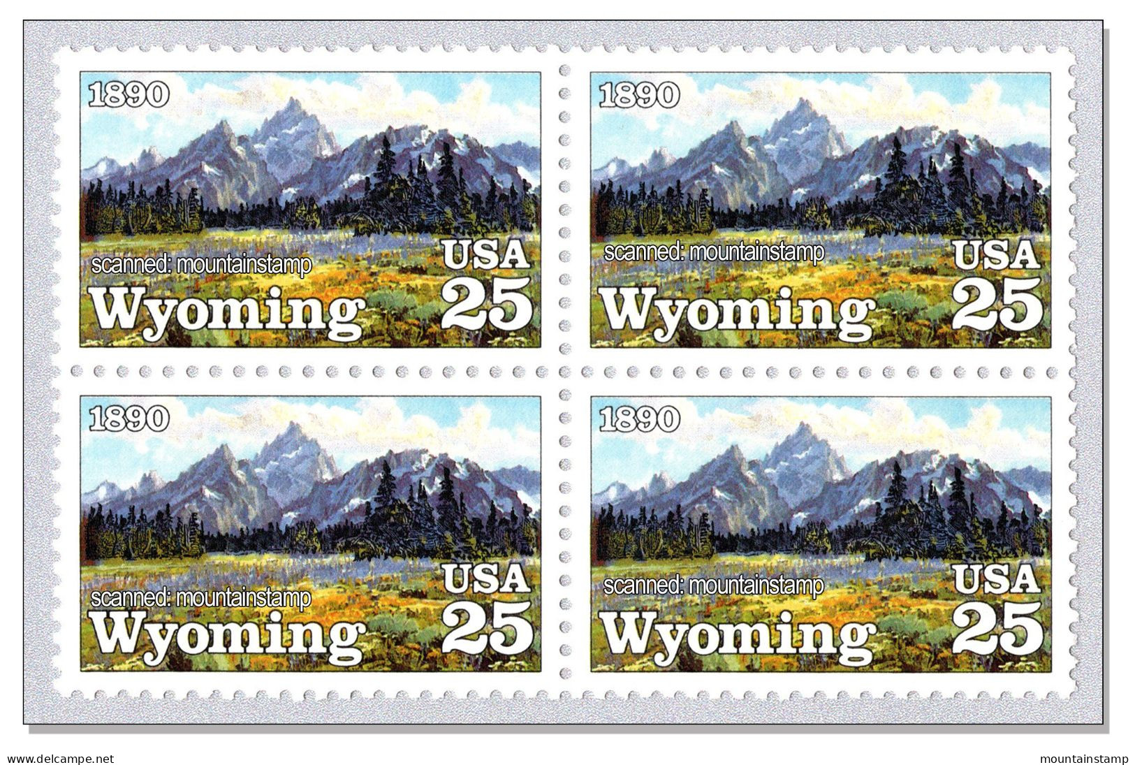 USA 1990 Grand Teton Range 100 Years Wyoming Mountains Berge Montagnes Montagne MNH ** Block 4 - Neufs