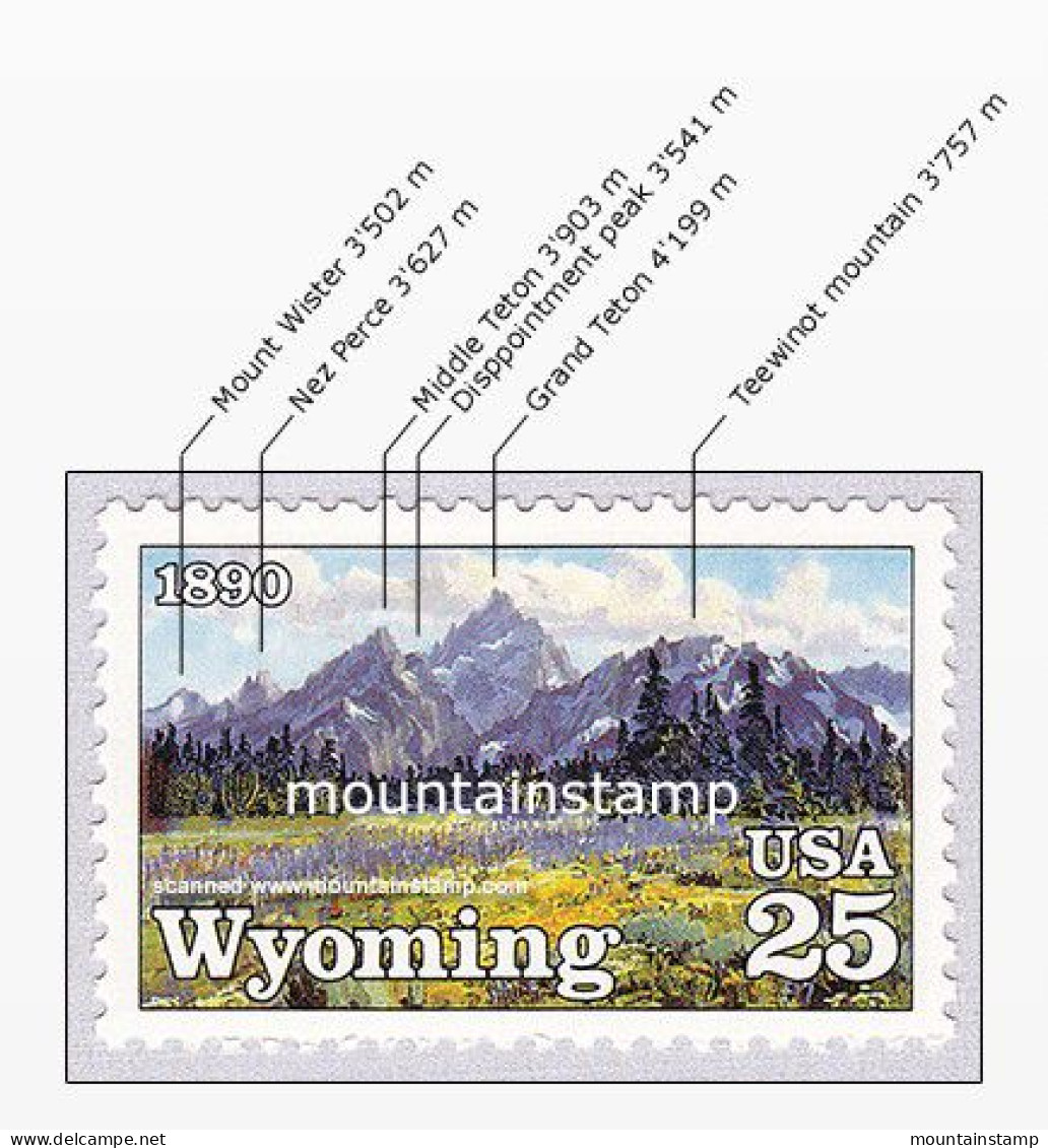 USA 1990 Grand Teton Range 100 Years Wyoming Mountains Berge Montagnes Montagne MNH ** Block 4 - Ungebraucht