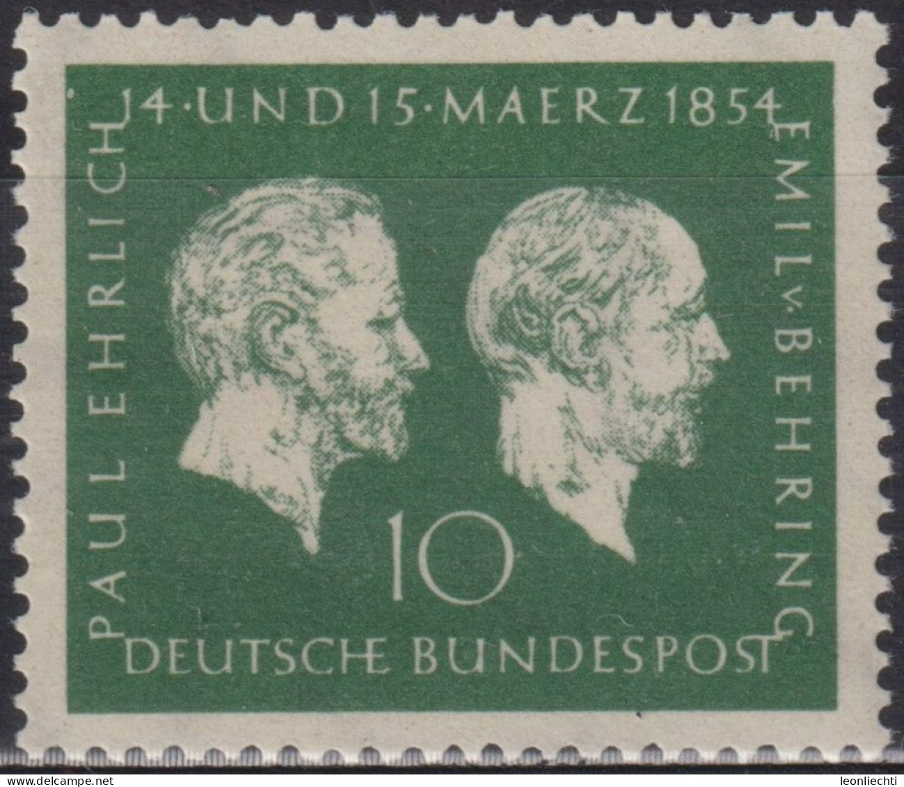 1954 Deutschland > BRD, ** Mi:DE 197, Sn:DE 722, Yt:DE 73, Prof. Paul Ehrlich (1854-1915), Emil Von Behring (1854-1917) - Ungebraucht