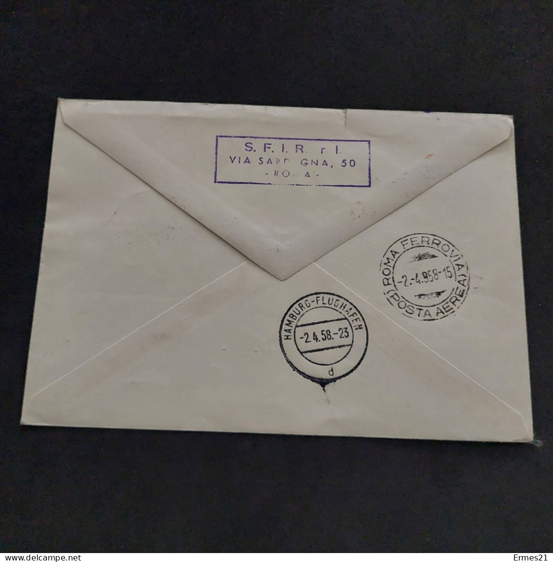 Cartolina Poste Vaticane 1958. Deutsche Lufthansa. Volo Inaugurale Roma-Francoforte. Viaggiata. - Abarten