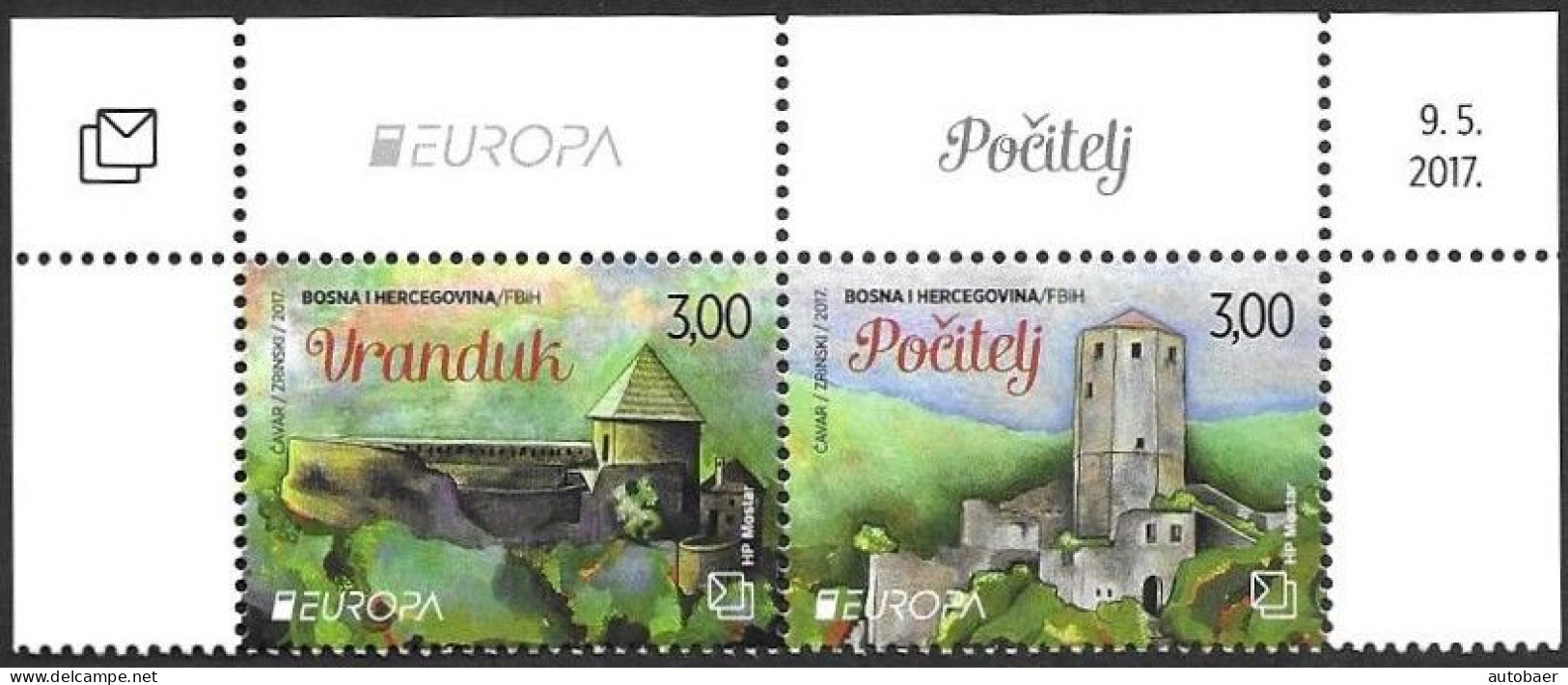 Bosna Bosnia Bosnien Croatian (Mostar) 2017 Europa Cept Mi.no. 451-52 Pair MNH ** Postfrisch Neuf - 2017