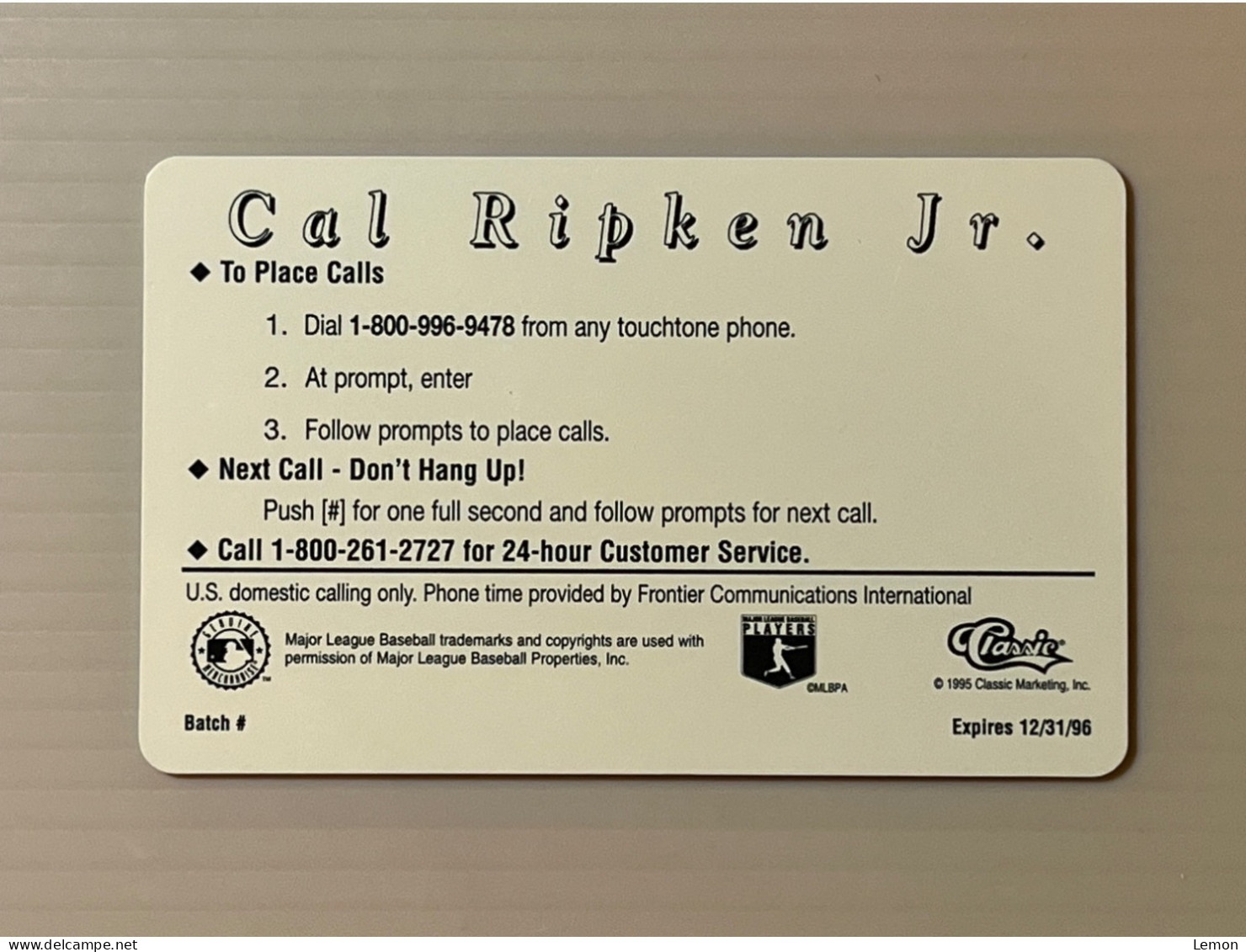 Mint USA UNITED STATES America Prepaid Telecard Phonecard, Baseball Orioles CAL RIPKEN JR Sample Card Set Of 1 Mint Card - Sprint