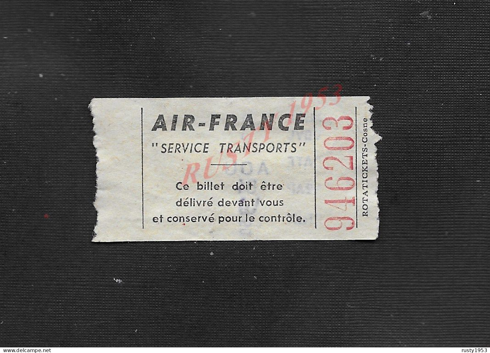 ANCIEN TICKET AIR FRANCE SERVICE DE TRANSPORTS : - Europa