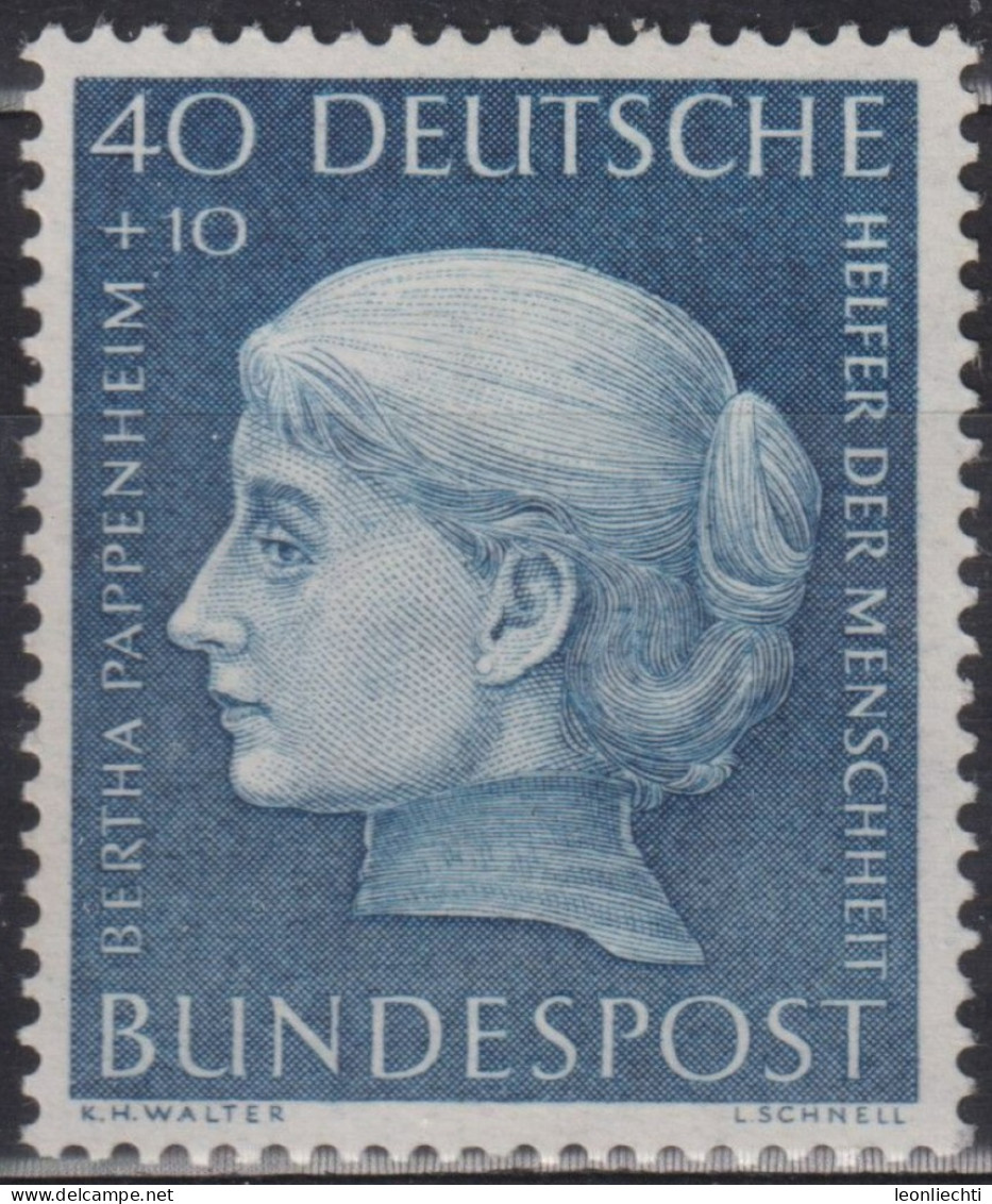 1954 Deutschland > BRD, ** Mi:DE 203, Sn:DE B341, Yt:DE 79, Bertha Pappenheim - Ungebraucht