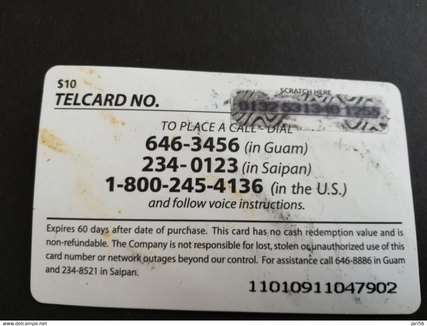 GUAM/ SAIPAN  PHONECARD   IT & E TELCARD $10 Fine Used  ** 15549 ** - Guam