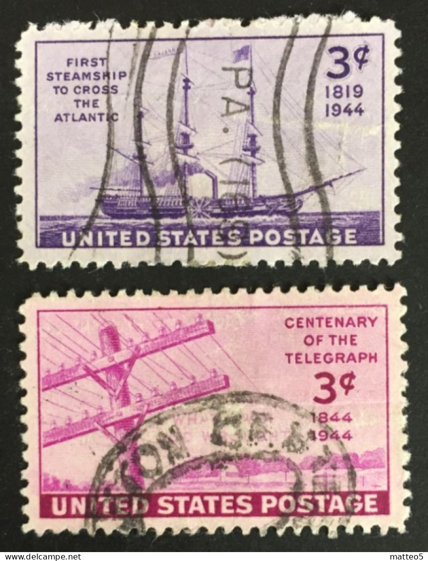 1944 United States - Steamship The " Savannah " And 100th Anniversary Of The Telegraph  - Used - Used Stamps