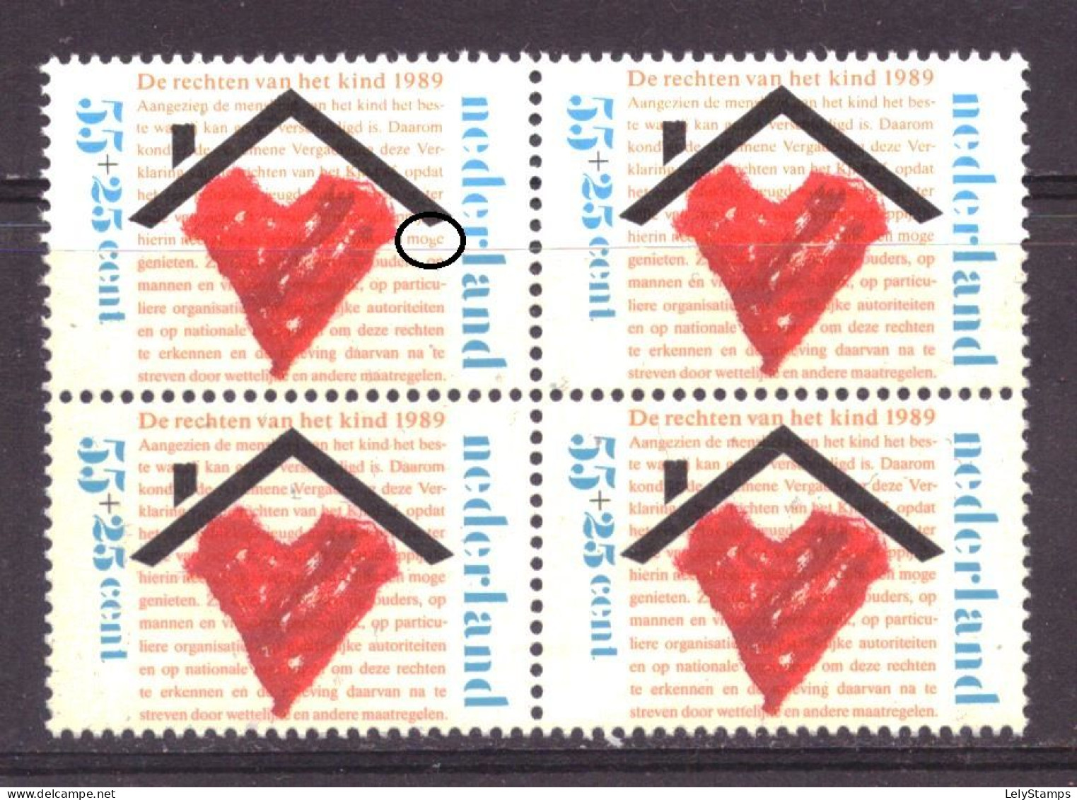 Nederland / Niederlande / Pays Bas NVPH 1435A P Plaatfout Plate Error MNH ** (1989) - Plaatfouten En Curiosa