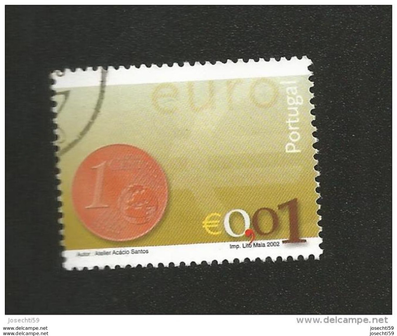 N° 2540 Nouvelle Pièce Euro 0,01 Euro;  Oblitéré Timbre  Portugal 2002 - Oblitérés