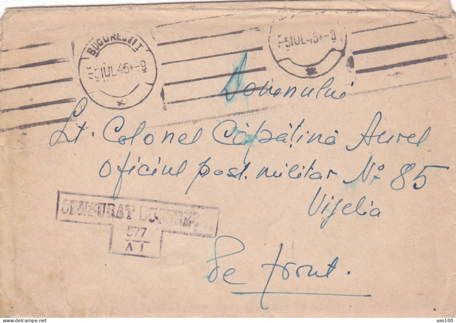 ROMANIA , 1945, WWII CENSORED,  ENVELOPE SENDED TO BATTLEFIELD - Lettres 2ème Guerre Mondiale