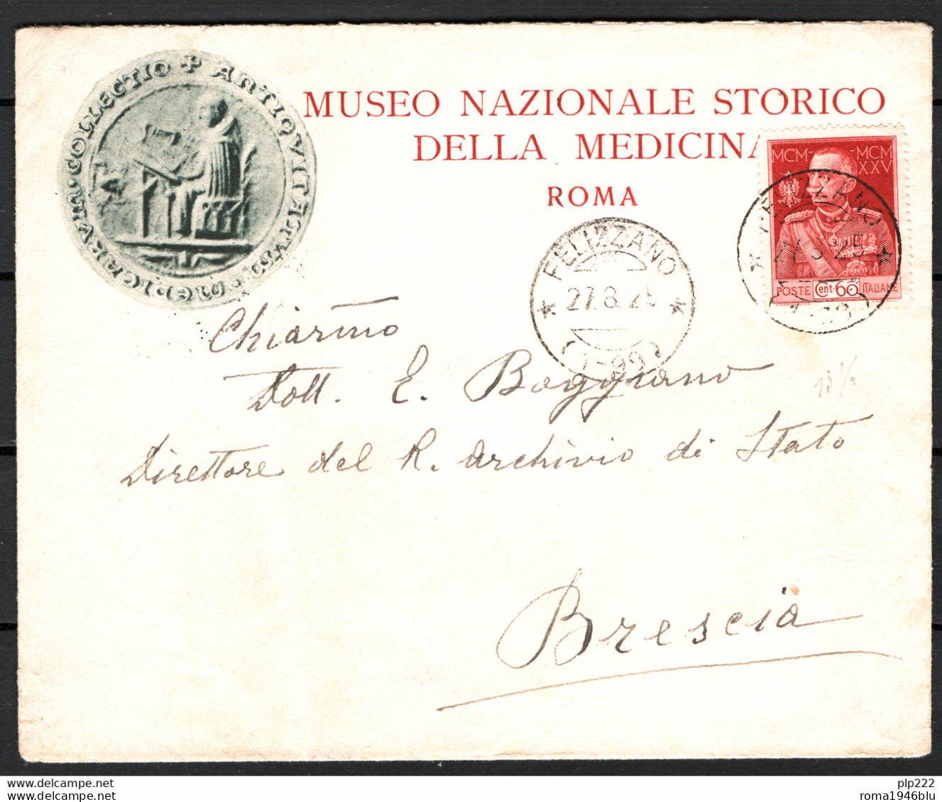 Italia Regno Busta PubblicitariaMuseo Naz.Storico Della Medicina Roma VF/F - Publicité