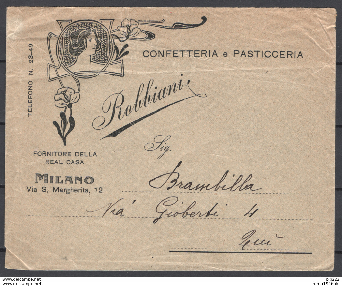 Italia Regno Busta Pubblicitaria Confetteria Robbiani VF/F - Pubblicitari