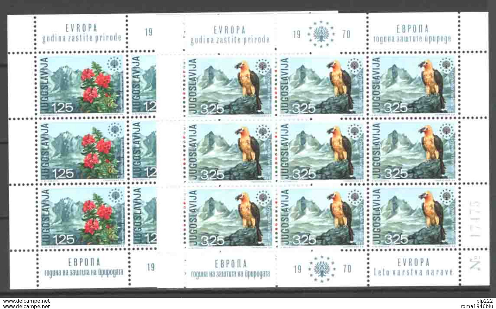 Jugoslavia 1970 Unif.1291/92 Minif.di 9 **/MNH VF - Blocchi & Foglietti