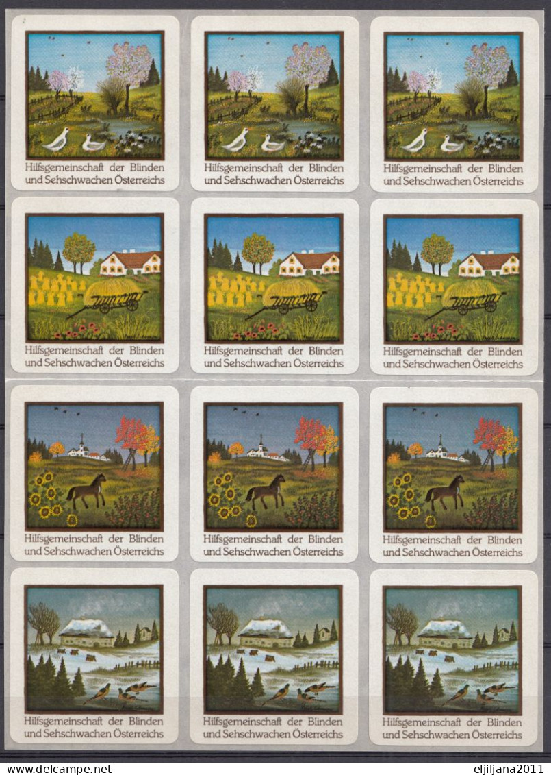 Action. SALE  ⁕ Aid Community For Blind & Visually Impaired In Austria ⁕ Naive Art / Village ⁕ 12 Self-adhesive Stickers - Rode Kruis