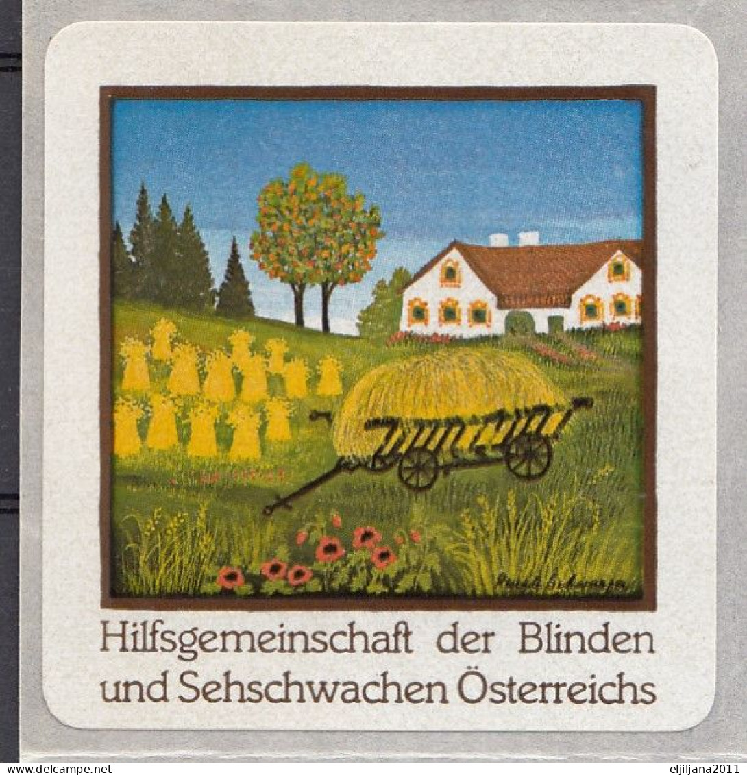 -50%. SALE  ⁕ Aid Community For Blind & Visually Impaired In Austria ⁕ Naive Art / Village ⁕ 12 Self-adhesive Stickers - Rode Kruis