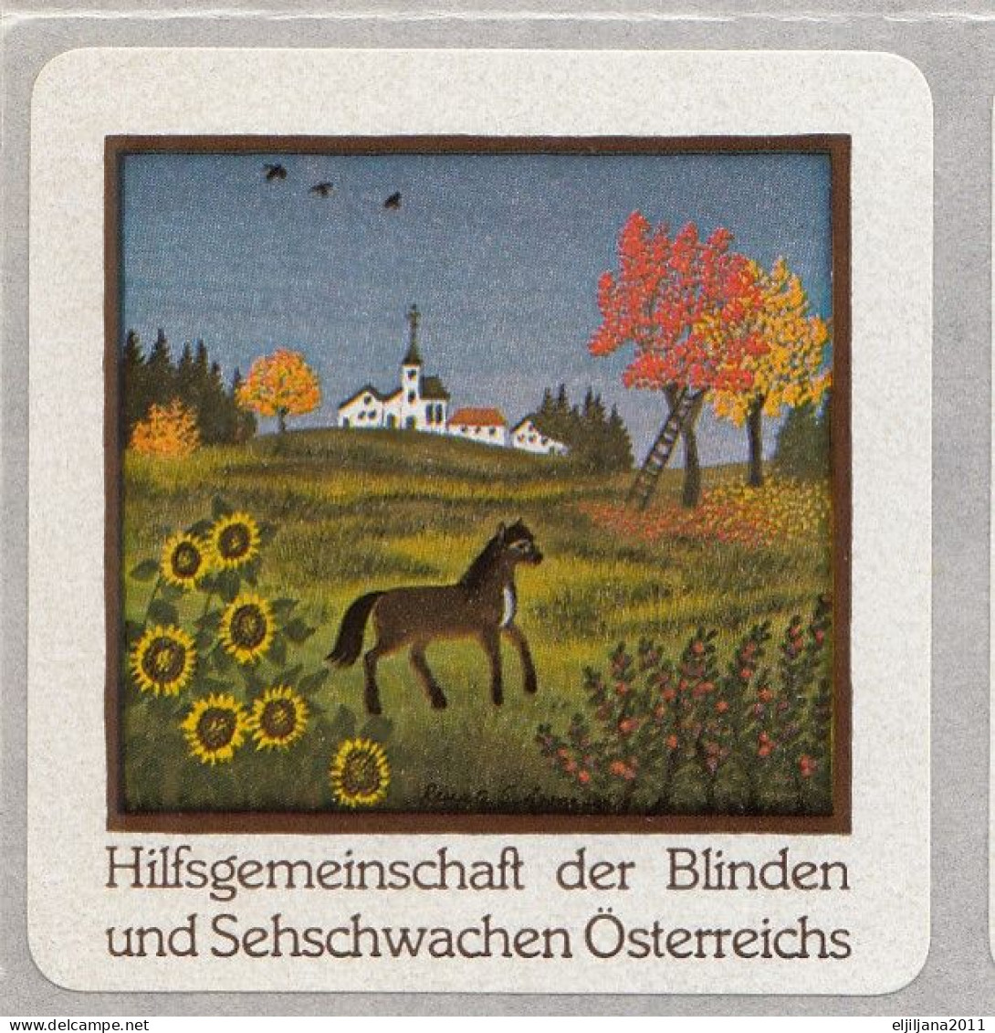 ⁕ Austria ⁕ Aid Community For Blind & Visually Impaired In Austria ⁕ Naive Art / Village ⁕ 12 Self-adhesive Stickers - Croix-Rouge