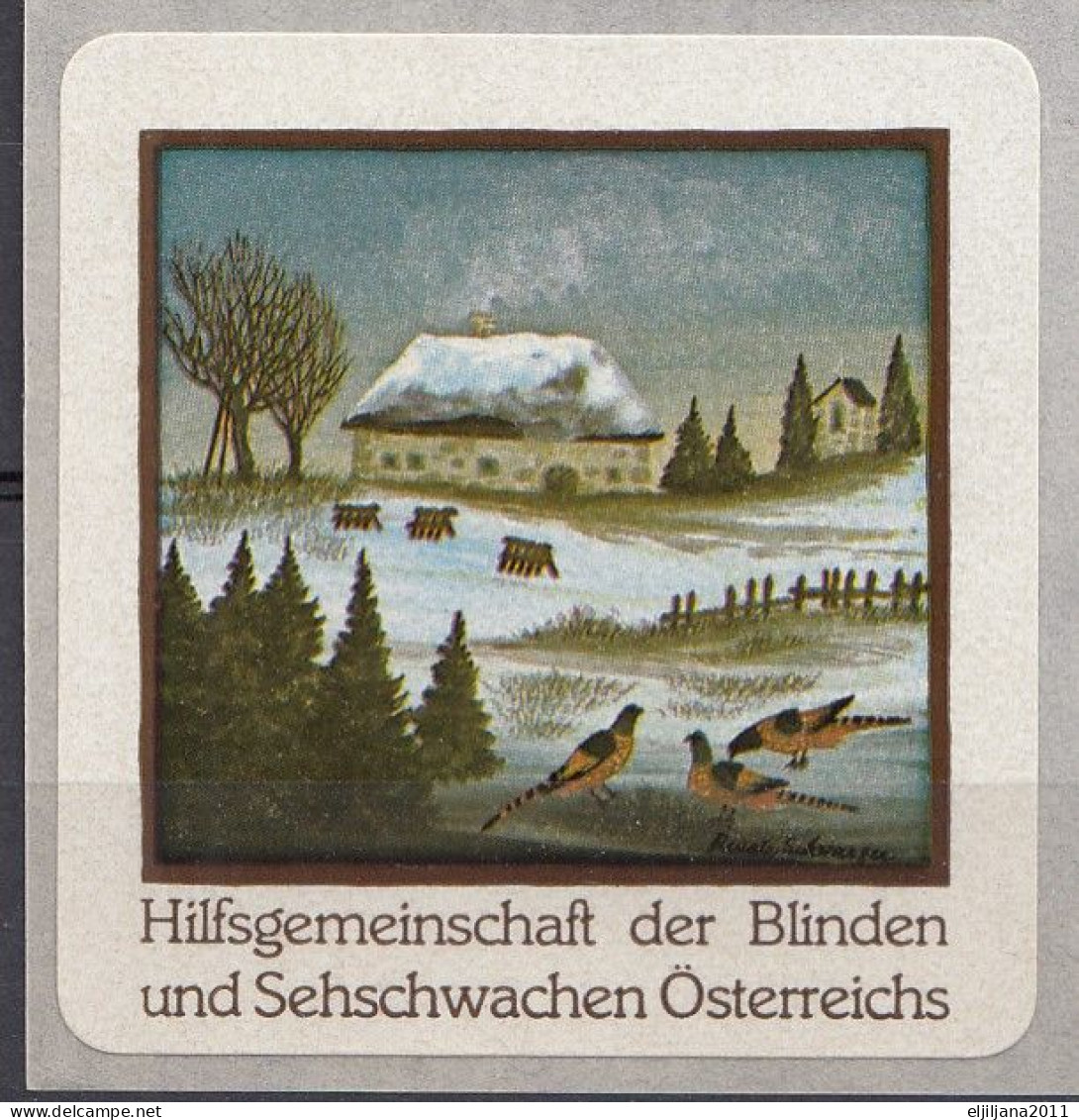 Action. SALE  ⁕ Aid Community For Blind & Visually Impaired In Austria ⁕ Naive Art / Village ⁕ 12 Self-adhesive Stickers - Red Cross