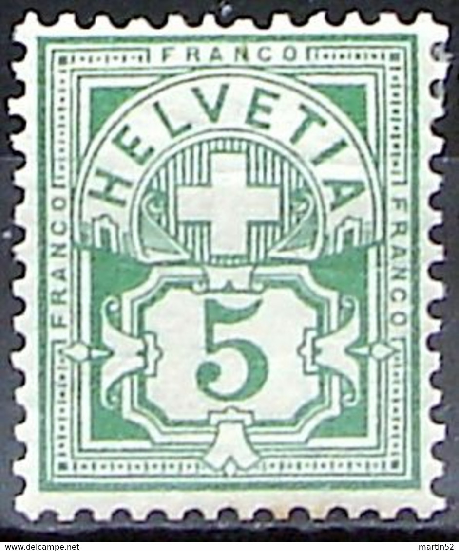 Schweiz Suisse HELVETIA 1906: Ziffer (5 C) Mit WZ I Zu 82 Mi 84 Yv 102 * Falzspur Trace De Charnière MLH (Zu CHF 7.00) - Ongebruikt