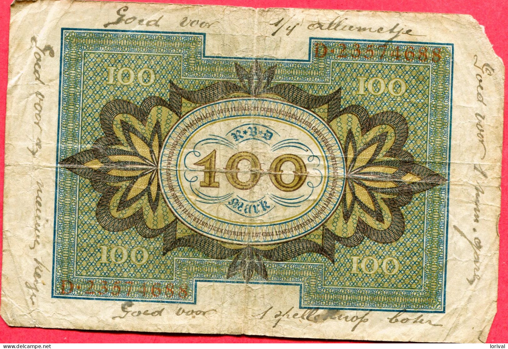 100 Mark 1920 B 2 Euros - 100 Mark