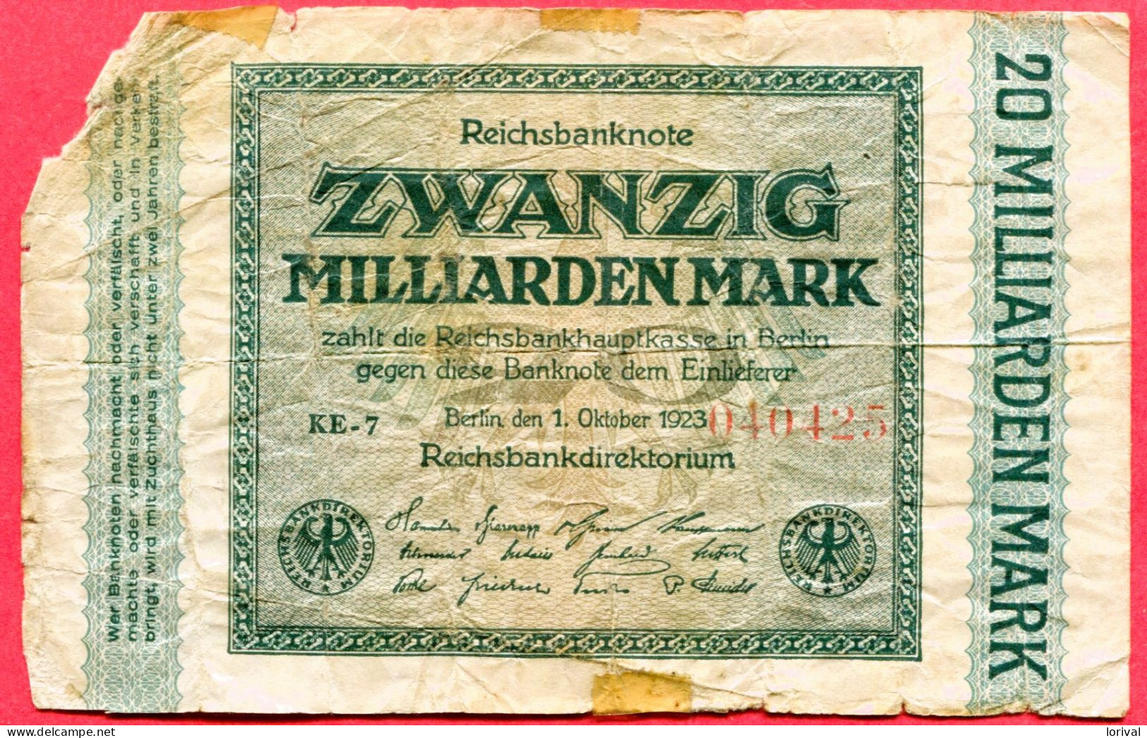 20 Milliards 1923 Uniface Tb 2 - 20 Mrd. Mark