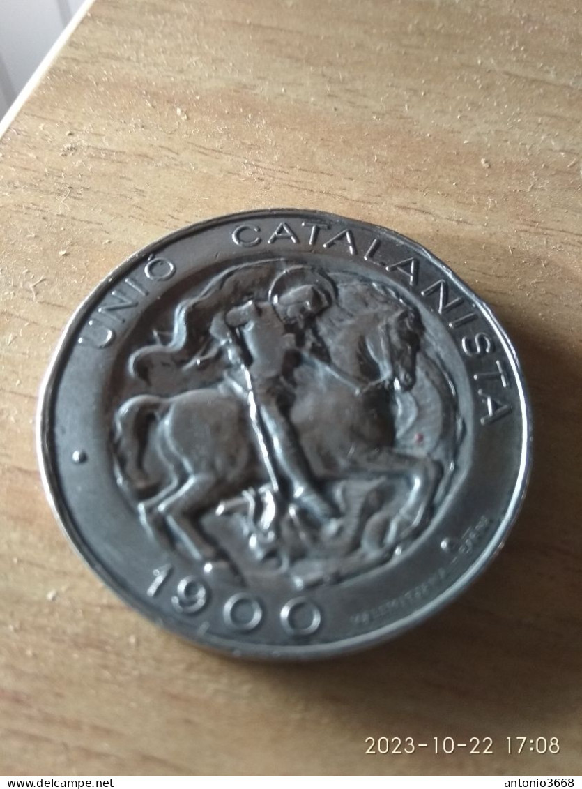 Acuñaciones Monetiformes Unio Catalanista 1900 5pesetas 25gr Plata Diametro 35 Mm - Provinciale Munten