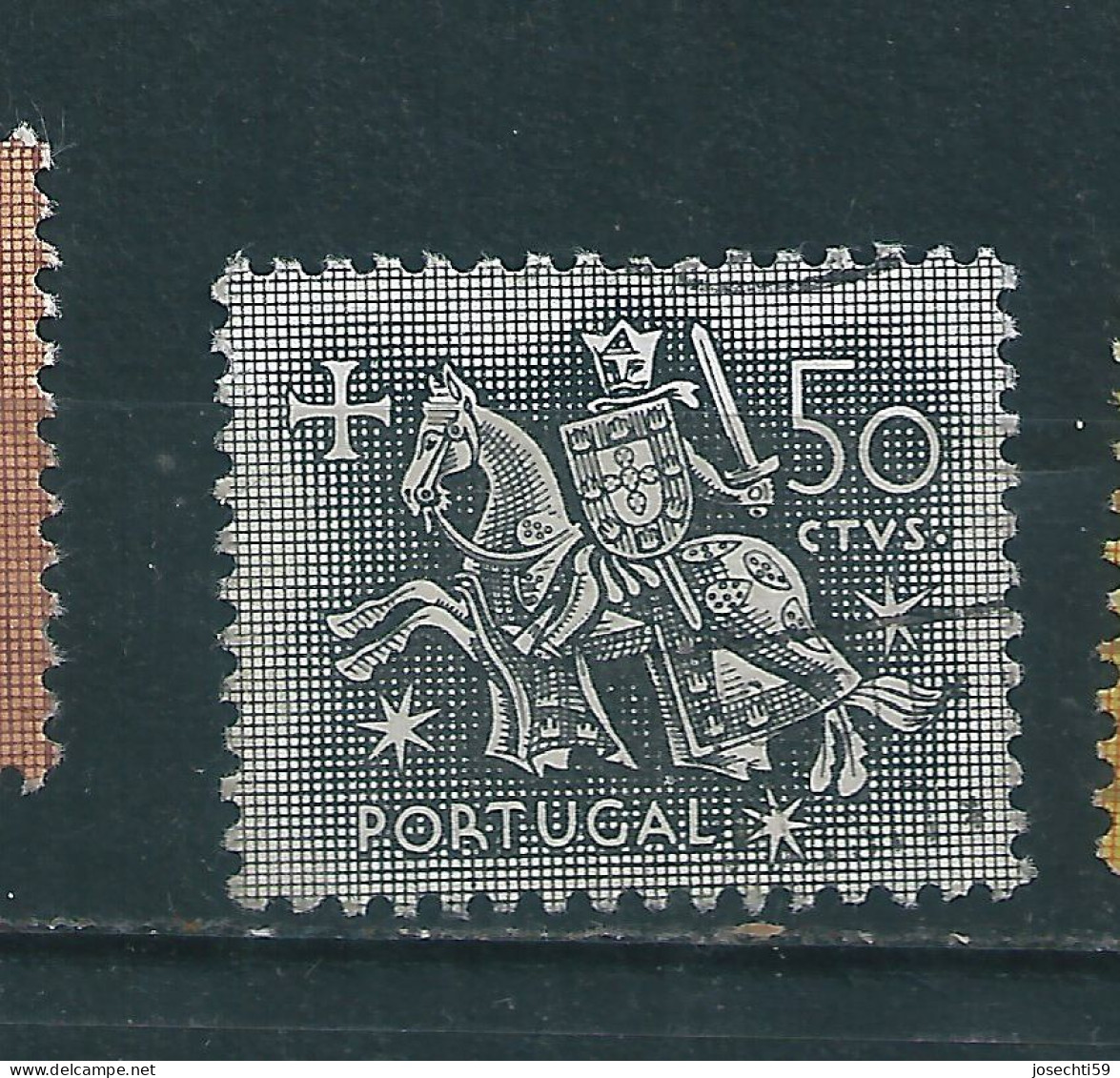 N° 777 Sceau Du Roi Denis 50c Timbre  Portugal Oblitéré 1953-1956 - Oblitérés