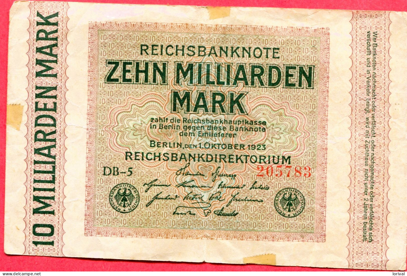 10 Milliard 1923 Tb 3 Euros - 10 Miljard Mark