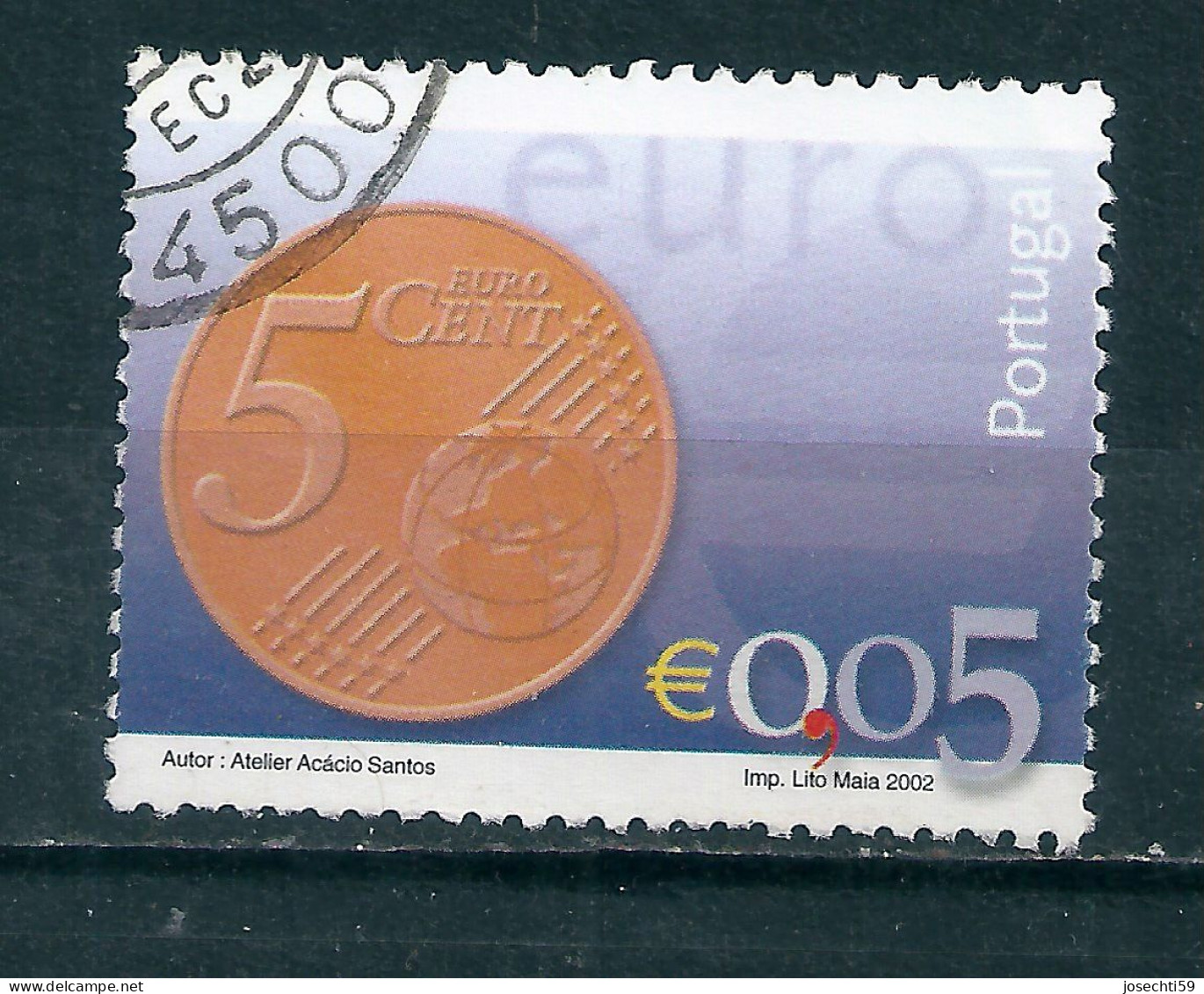 N° 2542 Nouvelle Pièce Euro  0.05 €  Timbre  Portugal 2002 Oblitéré - Oblitérés