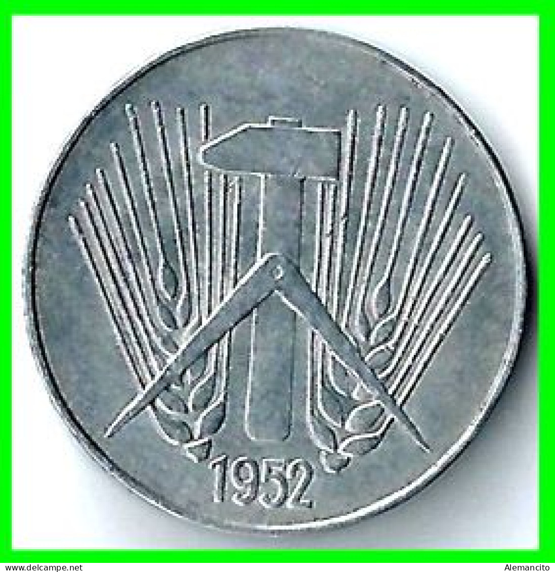 REPUBLICA DEMOCRATICA DE ALEMANIA ( DDR )  MONEDA DE 10 PFENNING AÑO - 1952 - CECA - A - MONEDA DE ALUMINIO CIRCULADA - 10 Pfennig