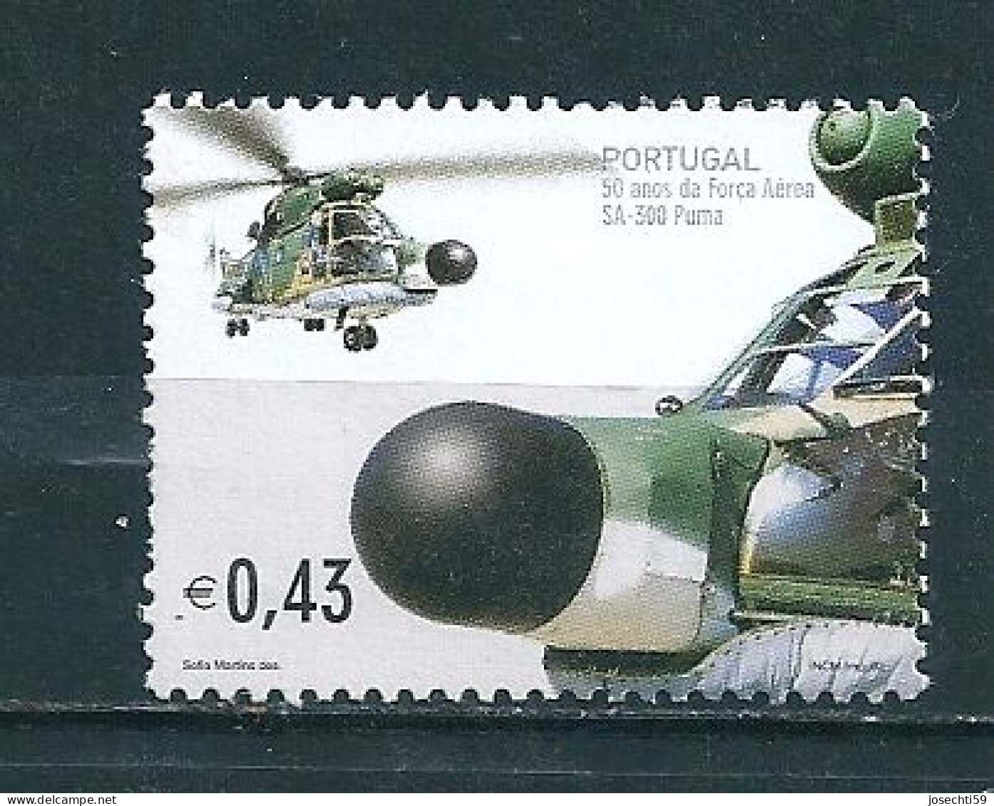 N° 2575 Force Aérienne SA-300 Puma Timbre  Portugal Oblitéré 2002 - Gebruikt