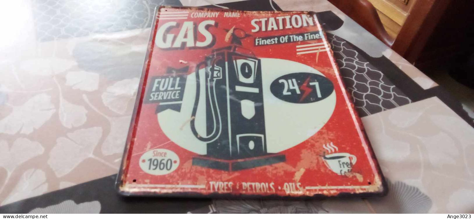 PLAQUE METAL GAS STATION - Tin Signs (after1960)