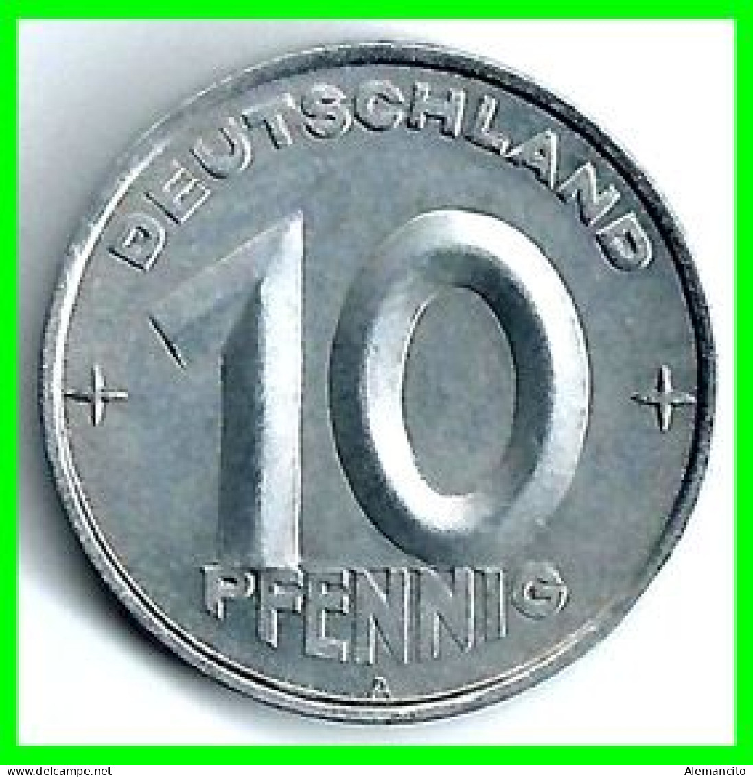 REPUBLICA DEMOCRATICA DE ALEMANIA ( DDR )  MONEDA DE 10 PFENNING AÑO - 1953 - CECA - A - MONEDA DE ALUMINIO CIRCULADA - 10 Pfennig