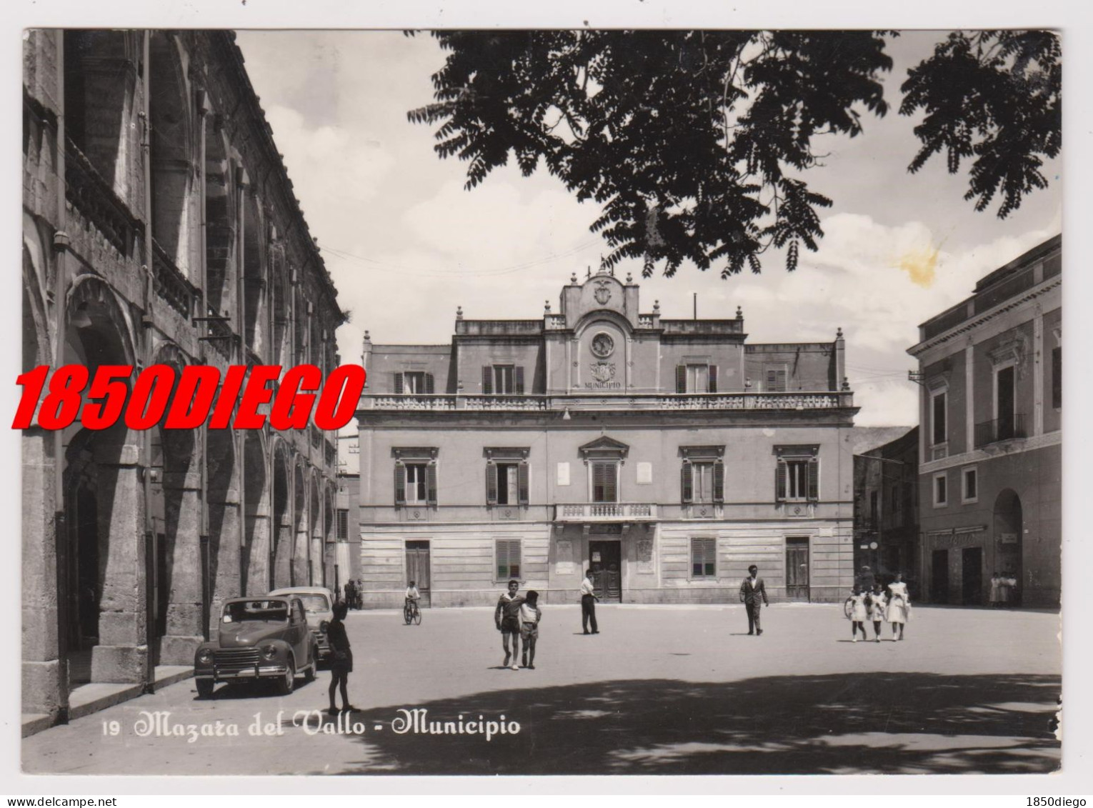 MAZARA DEL VALLO - MUNICIPIO  F/GRANDE  VIAGGIATA 1957 ANIMAZIONE - Mazara Del Vallo