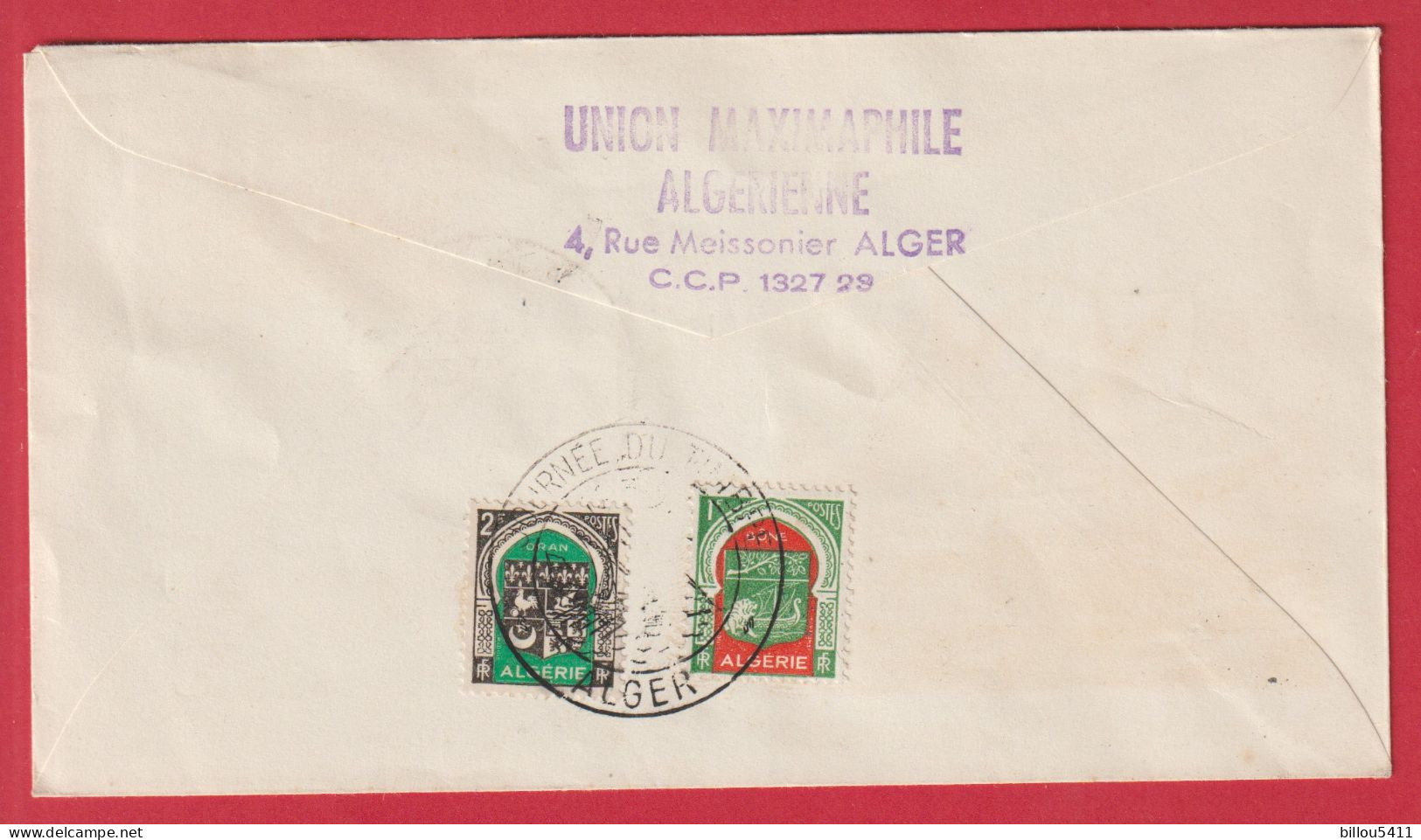 FDC Bateau Ship Service Postal Maritime Journée Du Timbre Alger 1957 Algerie - FDC