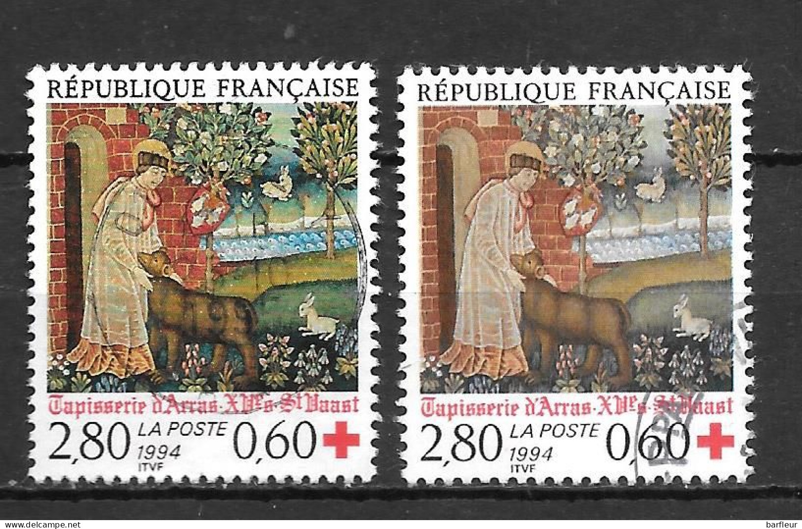 Année 1994 : Y. & T. N° 2915 ° Avec Bleu OMIS Sur Le Timbre De Droite (Voir Scan) - Used Stamps