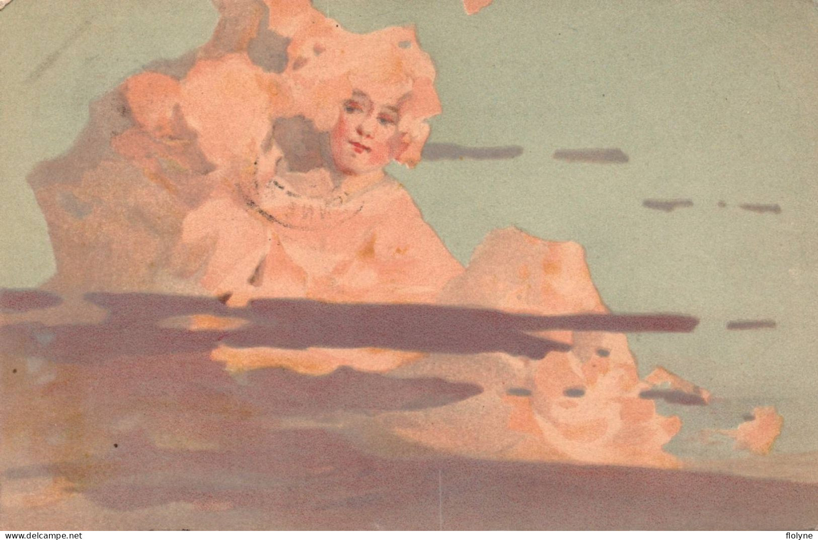 Surréalisme - Cpa Illustrateur - Femme Dans Montagne Et Nuage - Art Nouveau Jugendstil Art Déco - Before 1900