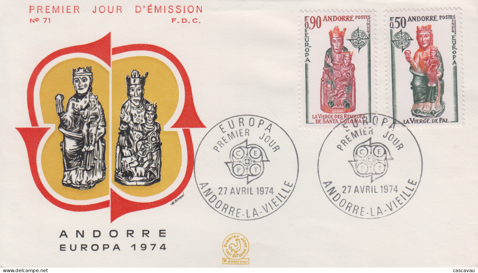 Enveloppe  FDC  1er  Jour   ANDORRE     Paire   EUROPA     1974 - 1974