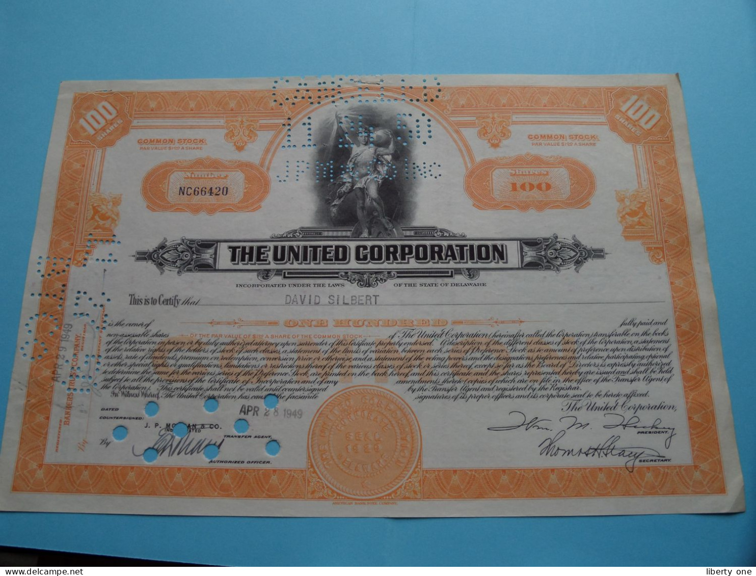 THE UNITED CORPORATION - Shares - N° NC 66420 - Anno 1949 ( See / Voir Scan) USA ! - S - V