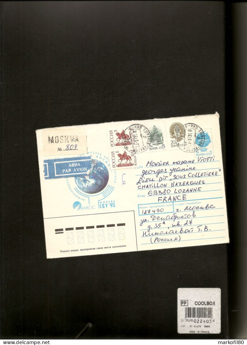 Lettre Russie 1991 Pour La France Départ Moscou - Briefe U. Dokumente